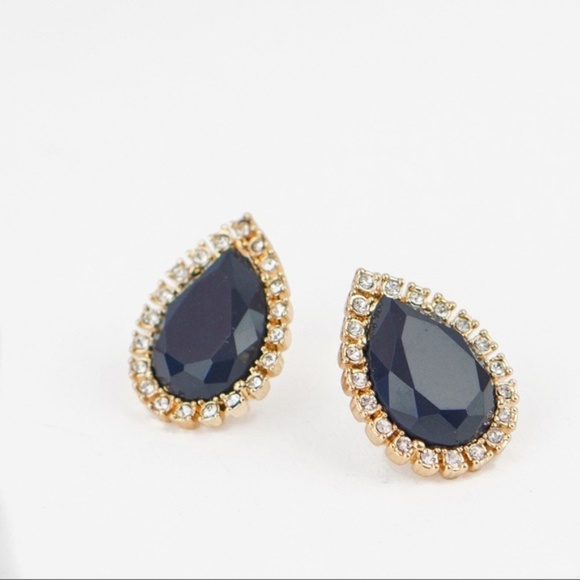 Kate Spade KS Pave Teardrop Navy Balloon Earrings - Picture 2 of 8